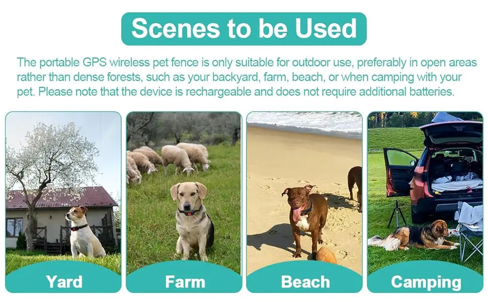 Electric Wireless GPS Dog Fence, Safe Dog Containment System GPS Boundary, Radius up to 999 Yards, Waterproof Training Collar