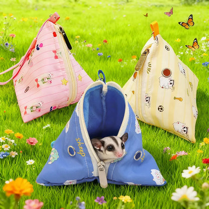Sugar glider triangular nest for going out, hamster, honey weasel, carry bag, portable, fleece warm nest
