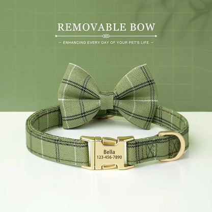 Custom Dog Collar Nylon Puppy Dog Collars With Cute Bowknot Engraved Pet Necklace Dog Collars For Small Medium Dogs Chihuahua