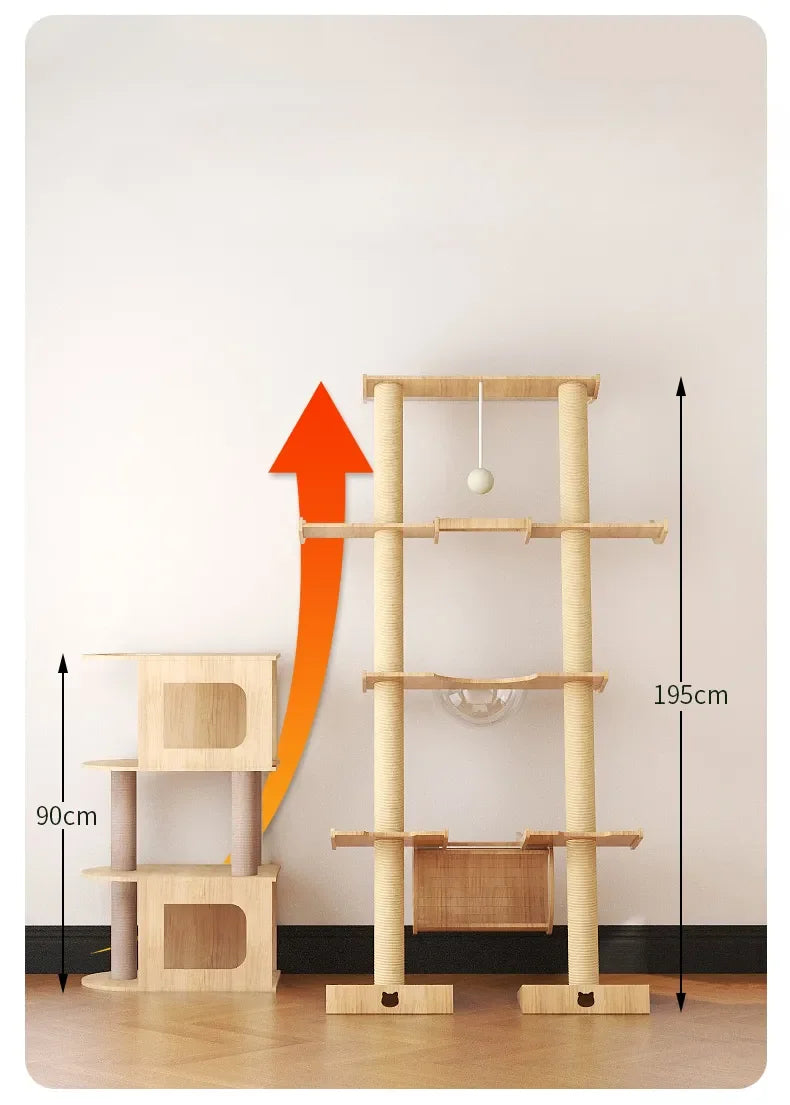Luxury Large Cat Trees & Towers Wood Scratching Post for Cat Toys Gym Hiding House Sleeping Pad Cooling Pad Pets Stuff Products