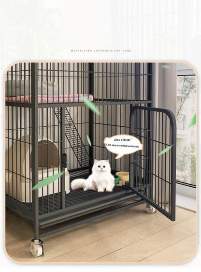 Window Openable Mesh Cat Cages Creative Pet Villa Duplex Luxury Cat Dog House Durable Metal Pet Room Modern Minimalist Doghouse