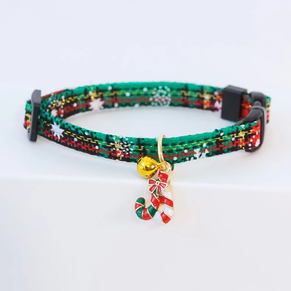 Christmas Cat Collar with Bell Christmas Tree Santa Claus Plaid Safety Breakaway Christmas Collars for Puppy Cat Kitten Accessor