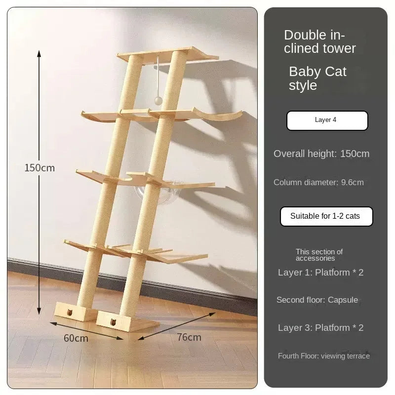 Luxury Large Cat Trees & Towers Wood Scratching Post for Cat Toys Gym Hiding House Sleeping Pad Cooling Pad Pets Stuff Products