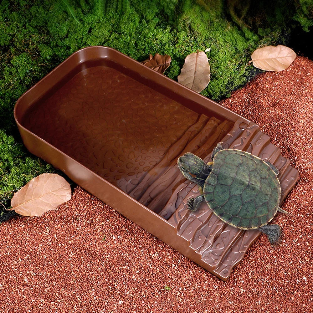 1 PC Plastic Ladder Climbing Turtle Bath Basin Water Food Basin for Small Pets Tortoises Reptiles Lizards Ornaments All Seasons