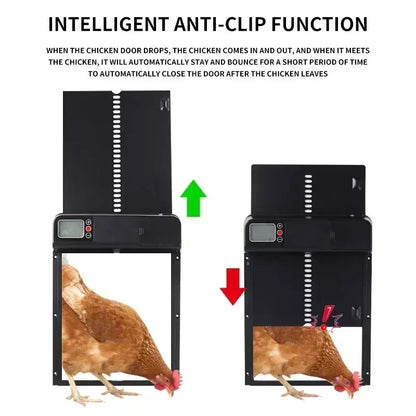 Automatic Chicken Coop Door Induction Electric Metal Intelligent Timing Automatic Opening&Closing Coop Door Farm Management Tool