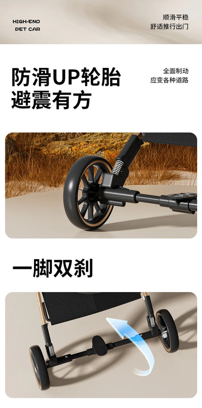 Pet 2-in-1 Portable Foldable Pet Strollers with Detachable Bag for Dogs Cats and Small Outdoor Pet Carts Basket Can Be Separated