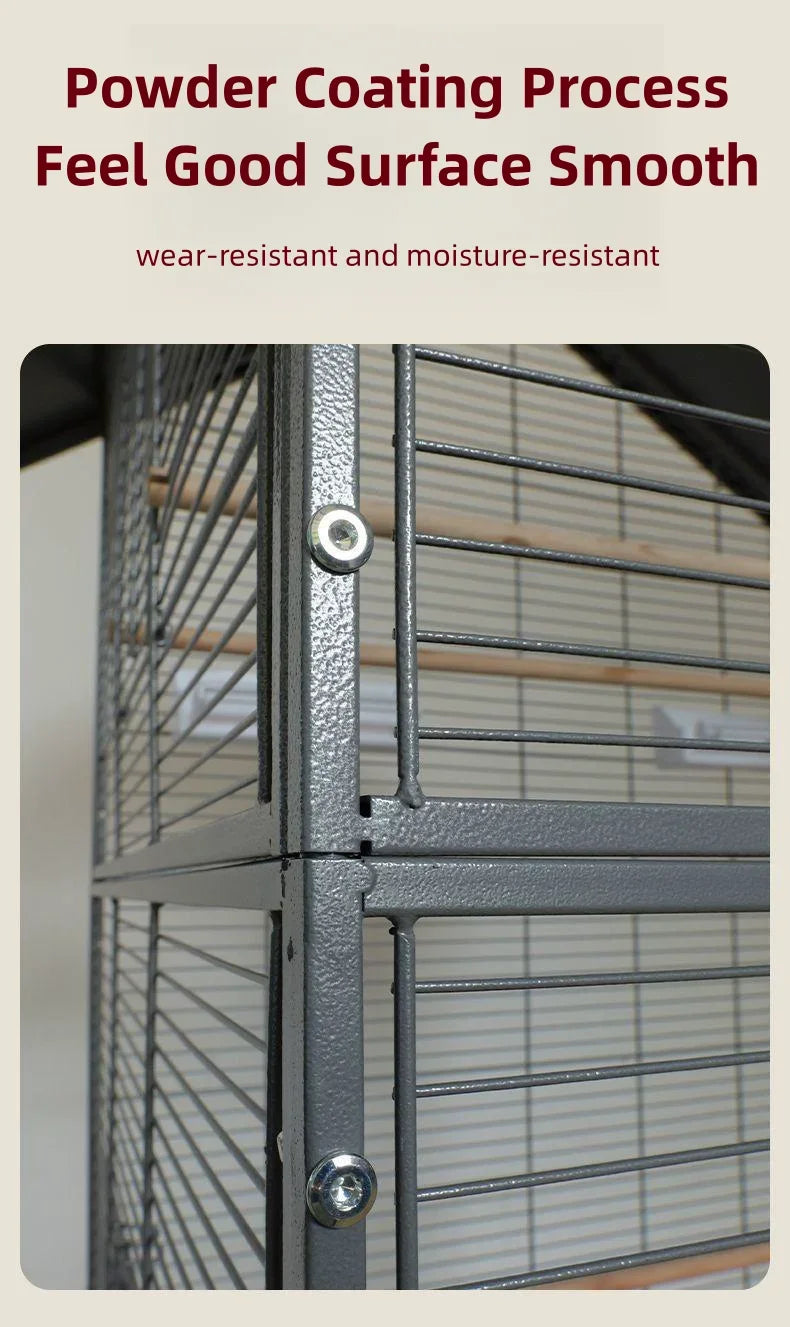 Metal Big Size Large Bird Cages Pet Parrot House Pet Cages Carriers Bird Breeding Foldable Quadrate Bird Cage 80*60*168cm