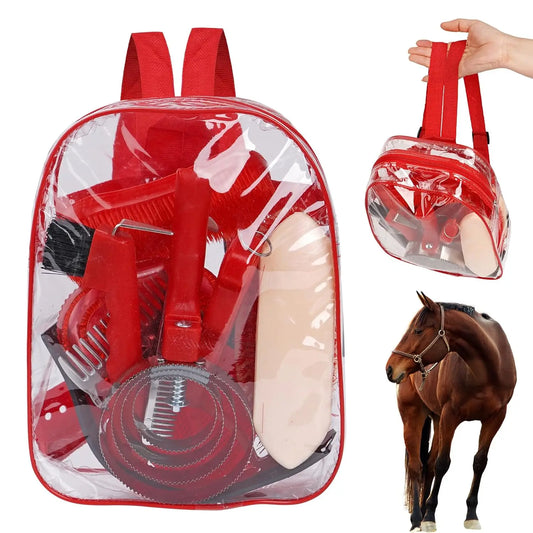Horse Grooming Kit Horse Brushes for Grooming 10 Pcs Horse Cleaning Tool Set with Tote Bag Brush Supplies Equine Care Supplies