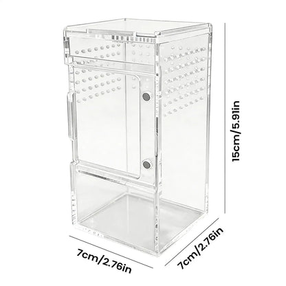 Spider Enclosure Clear Acrylic Reptile Box with Vent Sliding Lid Cage for Jumping Spider Tortoise Snake Gecko Crab Habitat