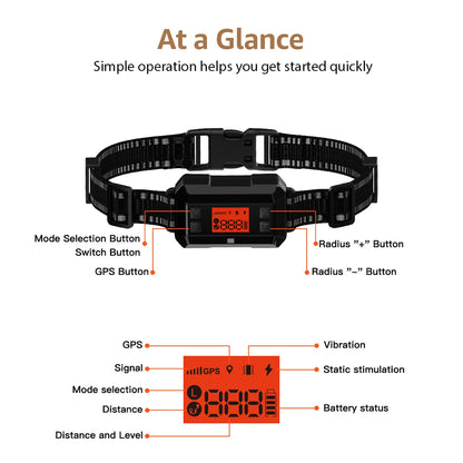 GPS Pet Fence Electric Wireless Dog Tracker Collar Pet Containment System Waterproof Dog Training Collar Anti Run Away Safety