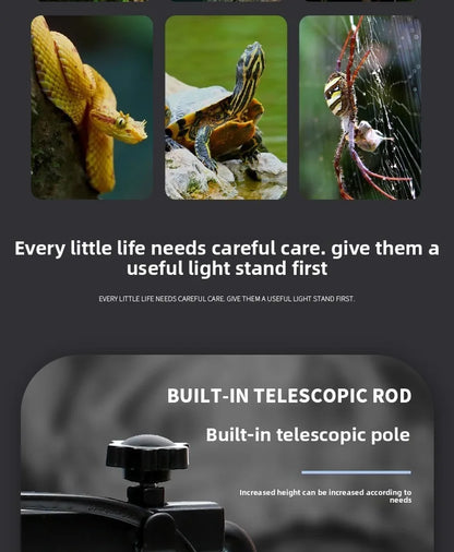 Reptile Lamp Stand Adjustable Floor Light Holder Stand Land Bracket Metal Lamp Stand Support for Glass Terrarium Heating Light