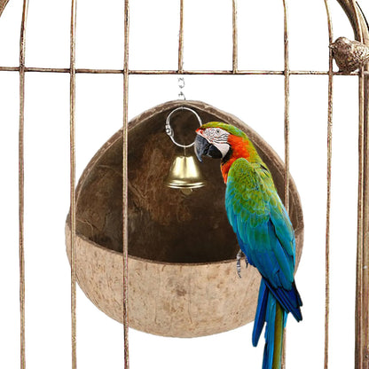 Coconut Shell Bird Nest Bird Cage Coconut Parrot House Outdoor Coconut Bird Shell for Lovebird Canary Hamster Budgies Parrot