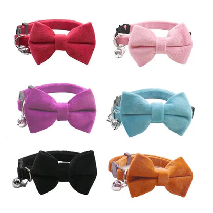 Pet Collars New Pet Bow Bell Collars Cute Cat Collars Pet Supplies Multicolor Adjustable Pets Dressing Tool Pets Accessories