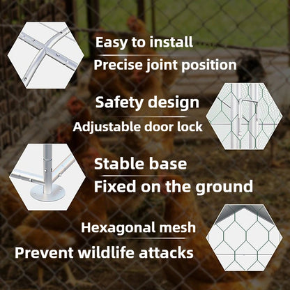 Outdoor Large Chicken Cages Poultry Thickened Galvanized Pipes Duck Sheds Farms Poultry Cages Rain Sun Protection Cover Backyard