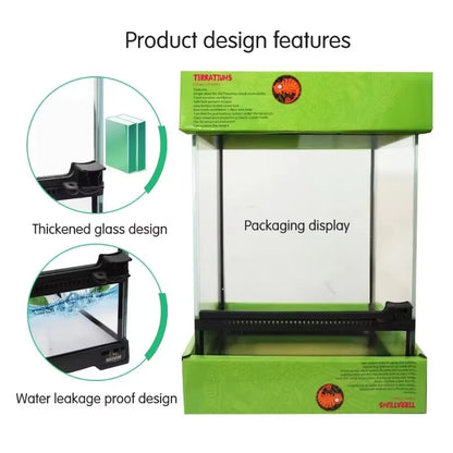 Black Vertical Small Glass Reptile Terrarium/tank/aquarium Bearded Dragon Lizard Cage Tropical Rainforest Ecological Landscape
