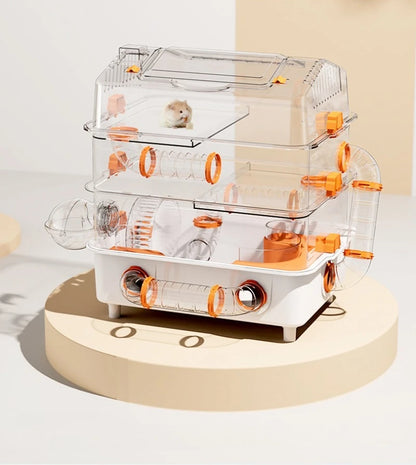 Hamster Cage Wear Resistant and Durable Large Space Detachable Hamster Acrylic Cages Breathable Hamsters Accessories Products