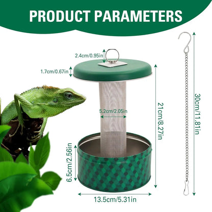 Bearded Dragon Feeder Chameleon Bug Bowl Reptile Feeder Box Wall-Mounted Insect with Suction Cups Tank and Aquarium Accessories