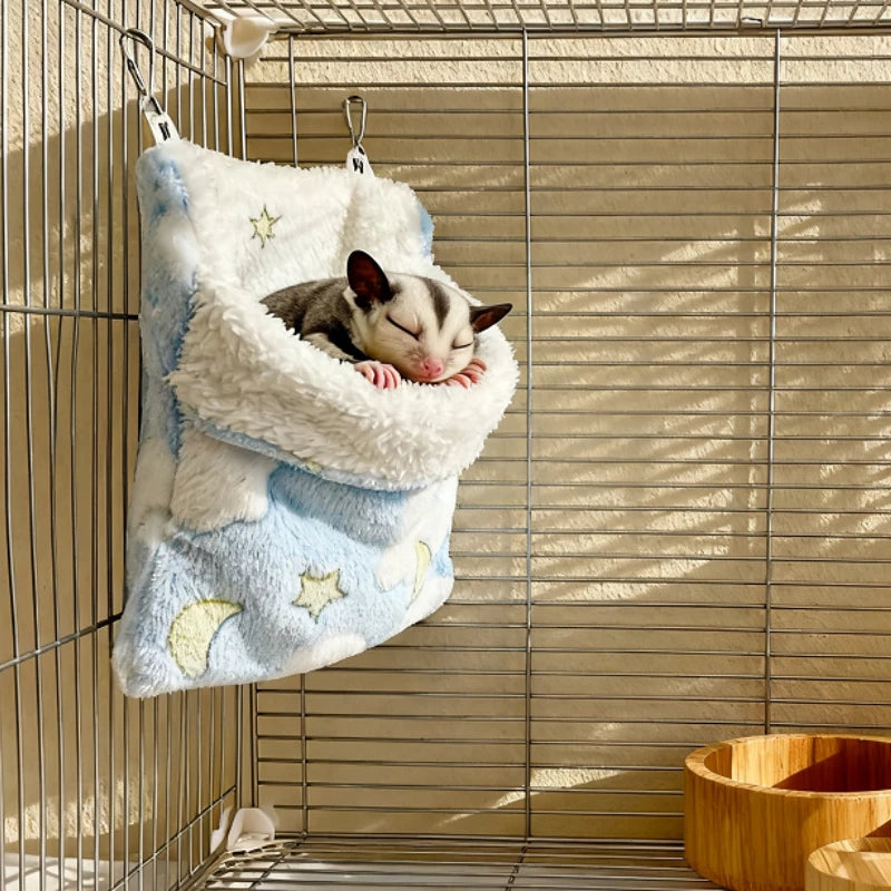 Plush Hammock Pet Swing Bag Warm Rat Sleeping Bag Cloud Pattern Sugar Gliders Sleeping Pouch Soft Comfortable Hamster  Cages