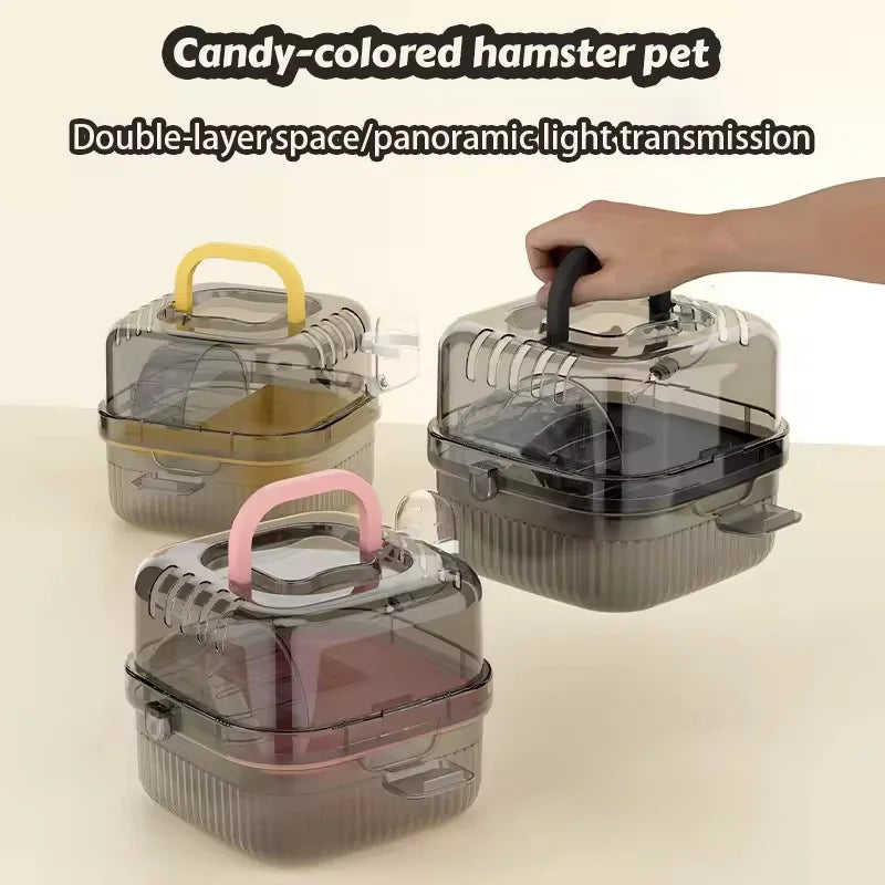 Portable Hamster Carrier Outdoor Cage for Small Pets Travel Cage with Secure Lock and Ventilation for Hamsters，Fancy Rat
