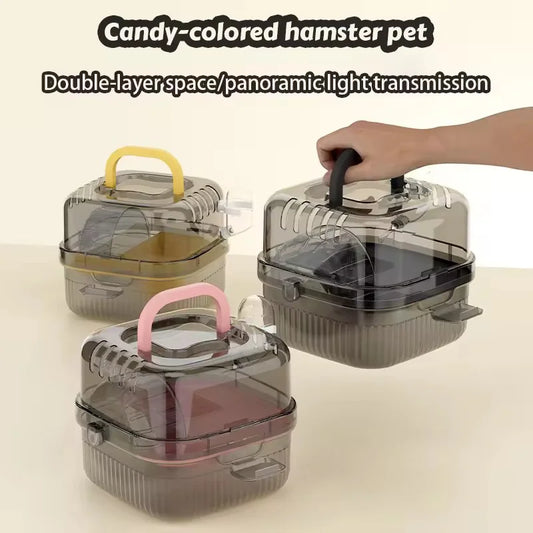 Portable Hamster Carrier Outdoor Cage for Small Pets Travel Cage with Secure Lock and Ventilation for Hamsters，Fancy Rat