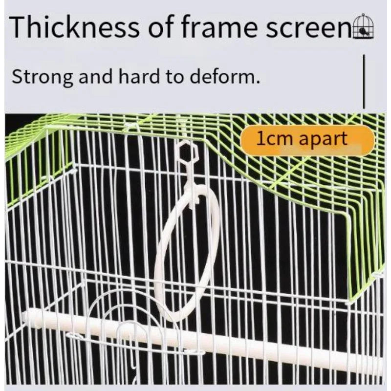 Compact Bird Cage for Small Parrot Budgie Lovebird White-eye Zebra Finch Home Use Portable Travel Carrier with Perch Feeder Cup