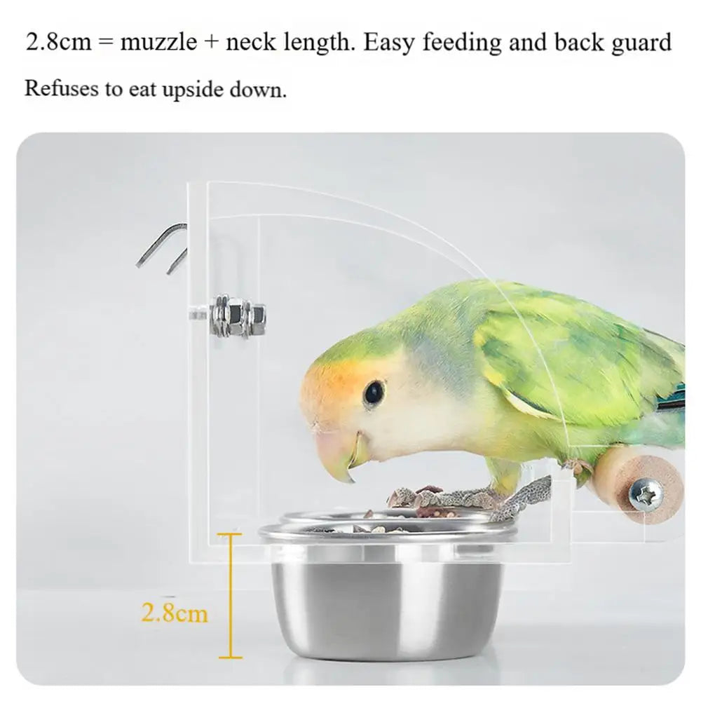 Acrylic Cage Mounted Bird Feeder Anti Splashing Large Capacity Bird Food Dispenser Hangable Detachable Parrots Food Container