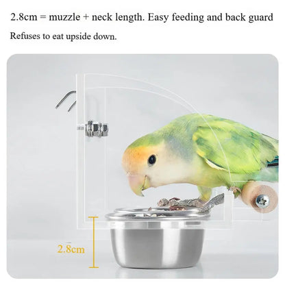 Acrylic Cage Mounted Bird Feeder Anti Splashing Large Capacity Bird Food Dispenser Hangable Detachable Parrots Food Container