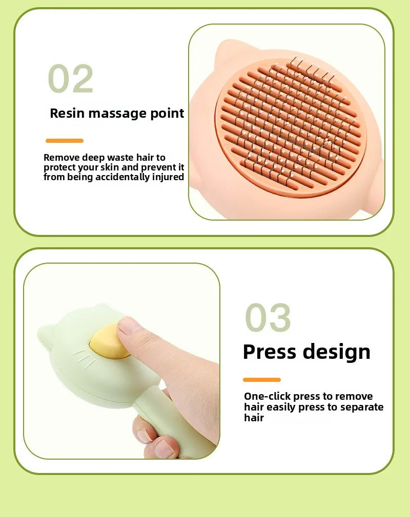 Cat Dog Grooming Brush Deshedding Tool for Loose Fur Removal Slicker Brush Pet Hair Care Essential
