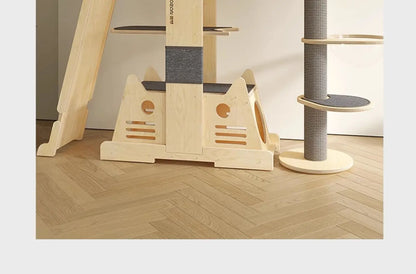Solid Wood 1 Multi-Level Cat Climbing Frame Large Cat Tower Cat Tree Villa