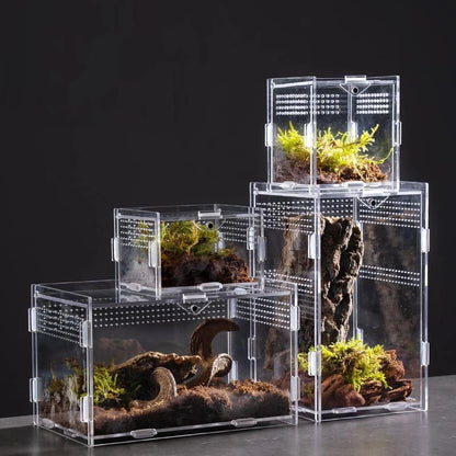 Terrarium Habitat Insect Spider Lizard Scorpion Feeding Cage Arboreal Enclosure Case Acrylic Transparent Reptile Breeding Box
