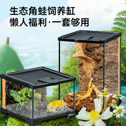 Climbing Pet Glass Tank,Lizard&Frog Habitat,Water Turtle&Hermit Crab Tank,Spider Enclosure for Reptiles,Horned Frog Breeding