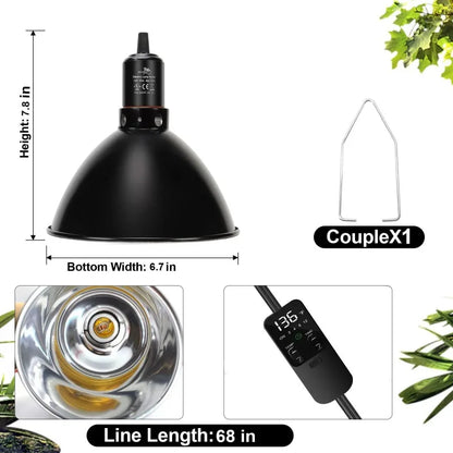 Reptile Heat Lamp Dome 85 Inch with Thermostat Control for Terrarium Lighting Amphibian Habitat Accessories
