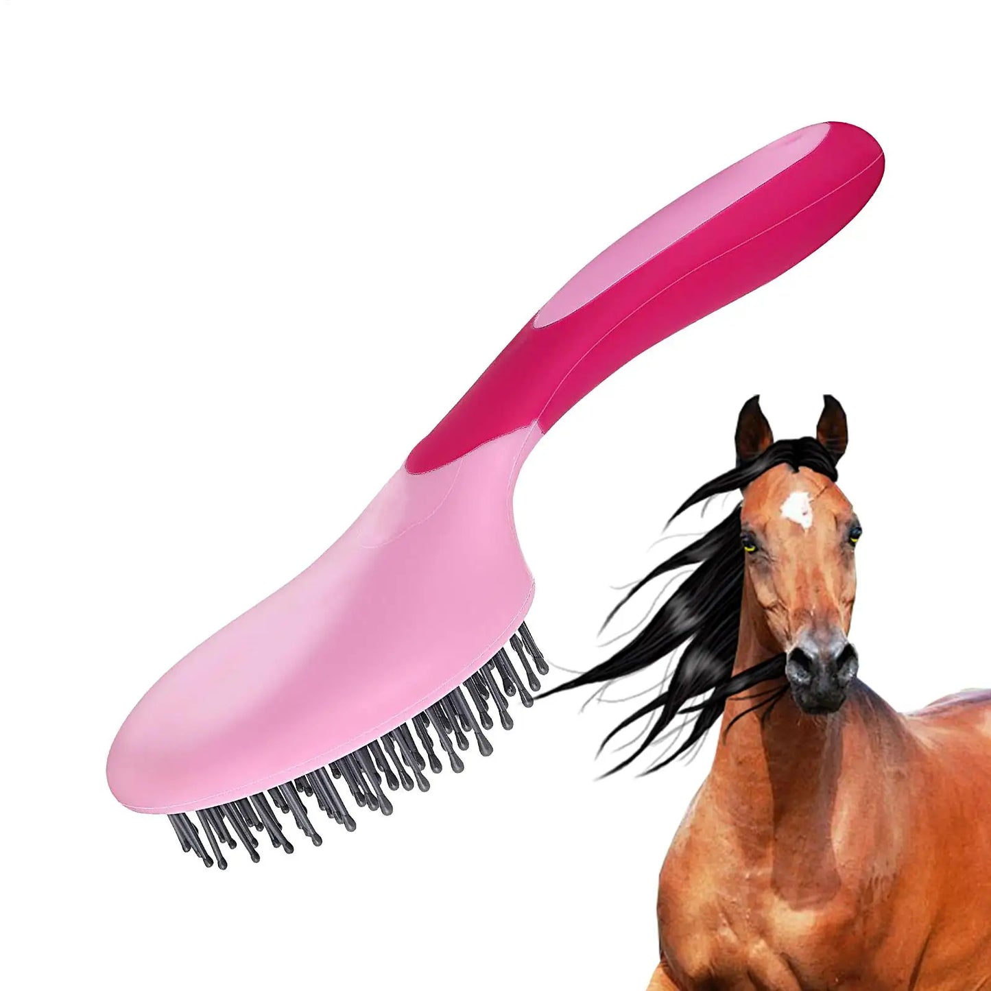 Horse Mane & Tail Brush Professional Humanized Handle Horsetail Comb Horse Grooming Brushes Mane and Tail Brush Pet Brush Comb