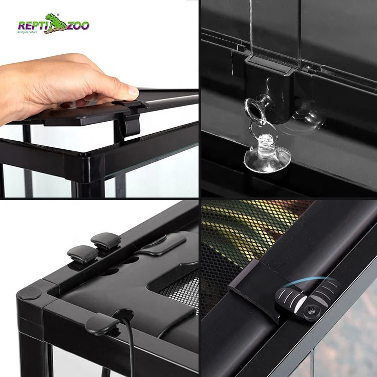 REPTIZOO RK0222 64 Gal Reptile Terrarium Glass Snake Tank Chameleon Cage Bearded Dragon Tank 242L Reptile Enclosure
