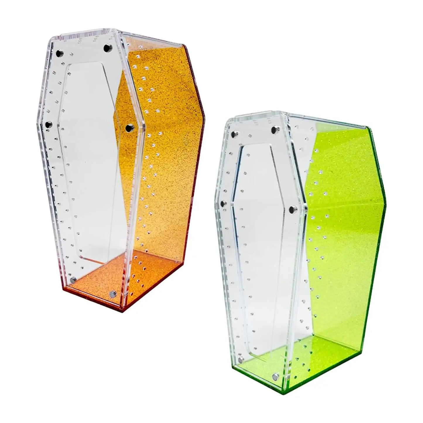 Acrylic Vertical Spider Enclosure Small Reptile Terrarium Box Coffin Shape Tank Accessories for Jumping Spider Breeding