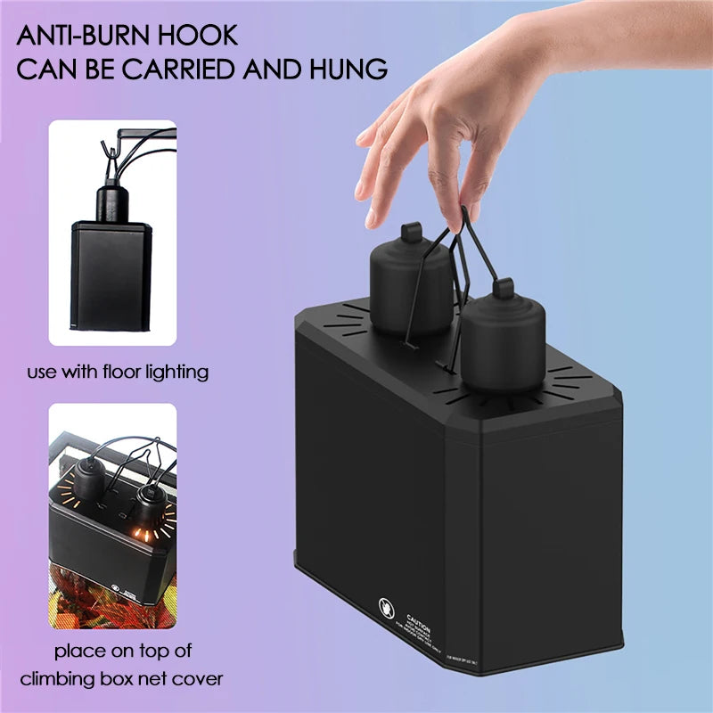 Large Reptile Turtle Feeding Box Rainforest Tank UVA Sun Lamp UVB Heating Integrated Dual Lampshade Amphibians Lighting