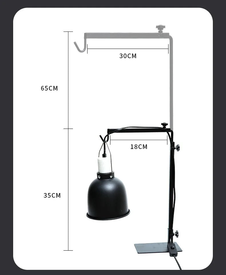 Reptile Lamp Stand Adjustable Floor Light Holder Stand Land Bracket Metal Lamp Stand Support for Glass Terrarium Heating Light