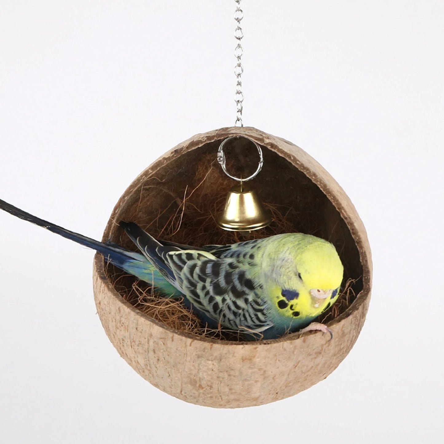 Coconut Shell Bird Nest Bird Cage Coconut Parrot House Outdoor Coconut Bird Shell for Lovebird Canary Hamster Budgies Parrot