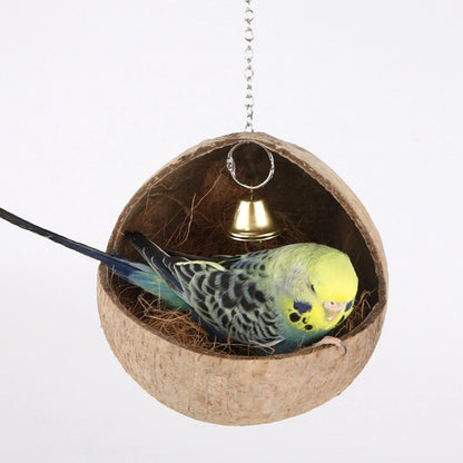 Coconut Shell Bird Nest Bird Cage Coconut Parrot House Outdoor Coconut Bird Shell for Lovebird Canary Hamster Budgies Parrot