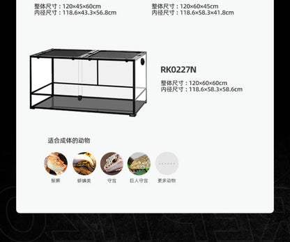 ‌Premium Glass Reptile Terrarium - Chameleon & Lizard Habitat, Ventilated Vivarium with UVB Light, Waterproof Frog Enclosure