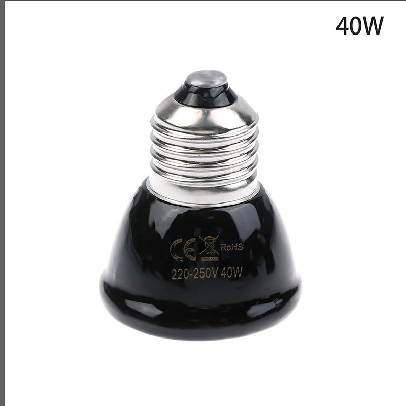 1Pc 220-240V Far Infrared Heating Lamp Black Ceramic E27 Pet Warmer Bulb Brooder Chickens Tortoise Lizard Reptile Light 20-80W