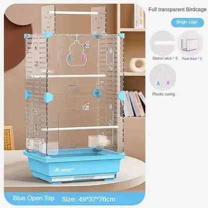 Large Acrylic Splash-proof Breathable Birdcage Fully Transparent Ornamental Bird Cage Parrot Cage Budgie Cockatiel Luxury Villa
