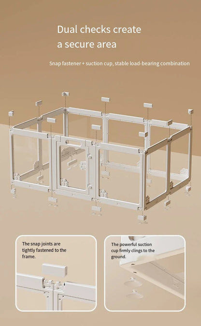 Dog enclosure Indoor panoramic transparent stitched isolation fence Visible pet cage Small dog safety cage Teddy Pomeranian