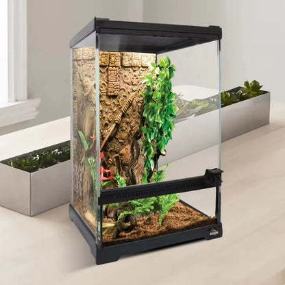 Black Vertical Small Glass Reptile Terrarium/tank/aquarium Bearded Dragon Lizard Cage Tropical Rainforest Ecological Landscape
