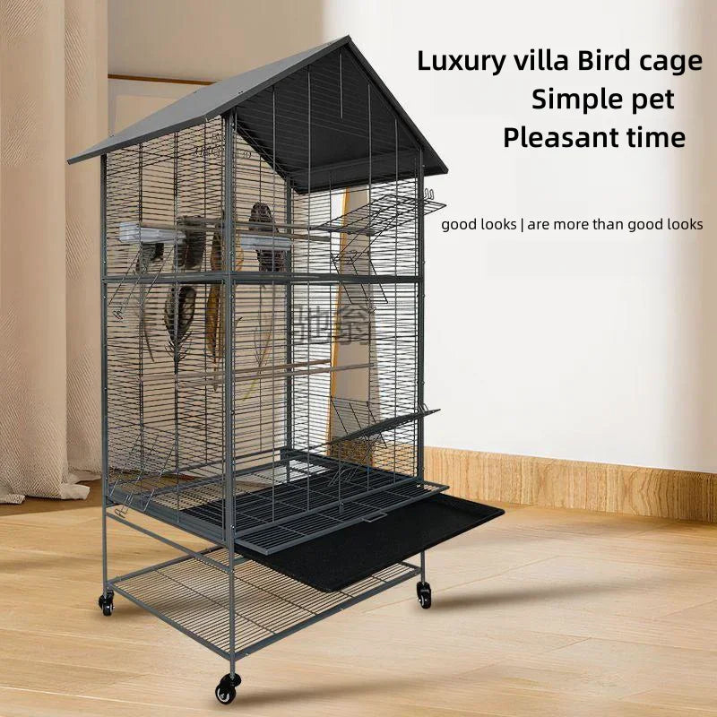 Metal Big Size Large Bird Cages Pet Parrot House Pet Cages Carriers Bird Breeding Foldable Quadrate Bird Cage 80*60*168cm