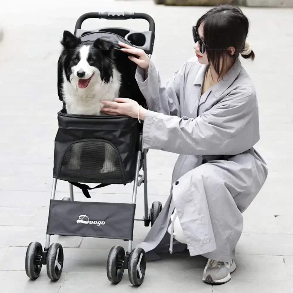 Pet Stroller Lightweight Folding Universal Wheel Cat Dog Travel Breathable Pet Stroller Outdoor Stroller for Small Medium Pets