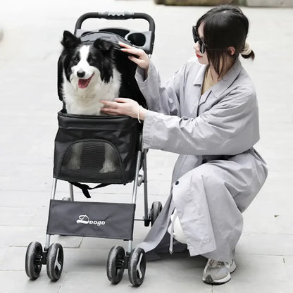 Pet Stroller Lightweight Folding Universal Wheel Cat Dog Travel Breathable Pet Stroller Outdoor Stroller for Small Medium Pets