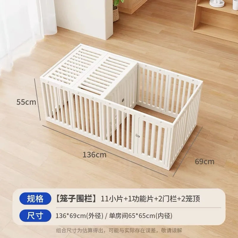 Indoor Outdoor Dog Enclosure Plastic Modular Pet Guardrail with Top Cage Pet Home Products Ventilation Accessories Dog Fences