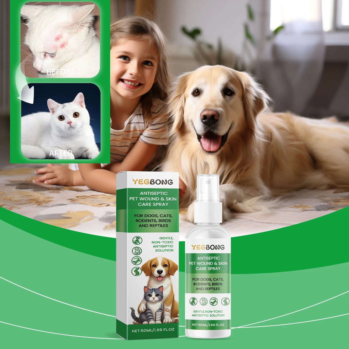 Pet Skin Care Spray Relieving Itching Reduce Redness Repairing Dryness Skin Long Lasting Moisturizing Pet Wound Skin Care Spray