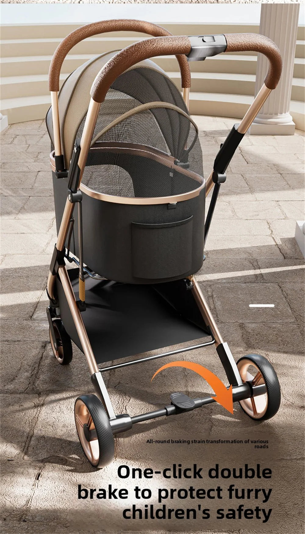3 in 1 Detachable Pet Stroller for Dog Cat Foldable Travel Carrier up to 50lbs with Portable Carry Bag Storage Basket